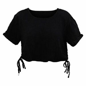 Just Be Black Cropped Gauze Top 1X Tie Side Boho Festival Y2K